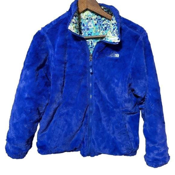 EUC - The North Face Mossbud Electric Blue Reversible Floral Jacket - size 18 - Picture 6 of 6